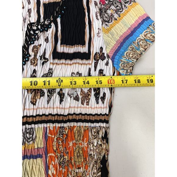 Y2K 90s Maximalist Eclectic Plisse Top S Indie Patchwork Collage Artwear Boho - Picture 9 of 12
